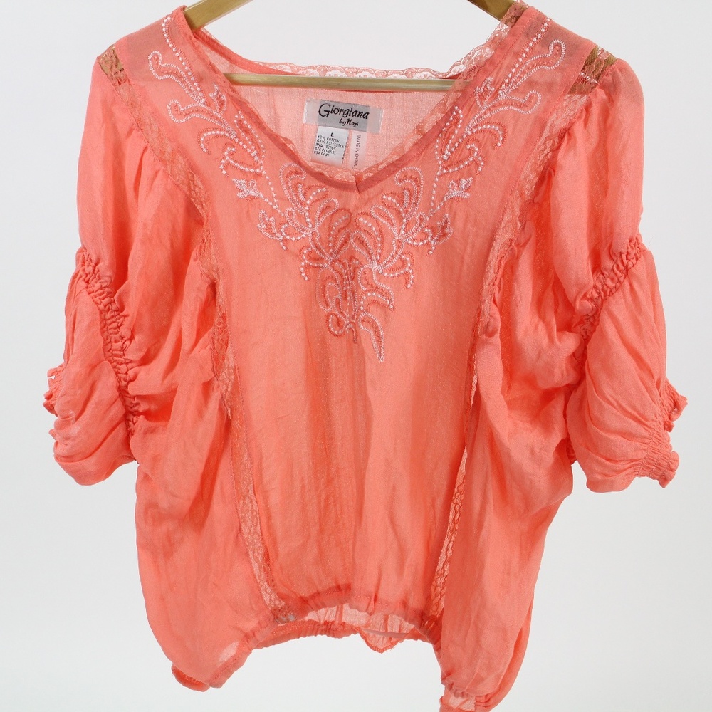 Giorgiana by Naji Beautiful Tangerine Blouse Sz L